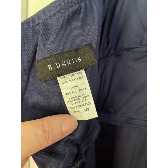 B Darlin Formal Maxi Evening Dress Navy Bridesmaid Prom Holiday Beaded Strapless - Picture 7 of 9